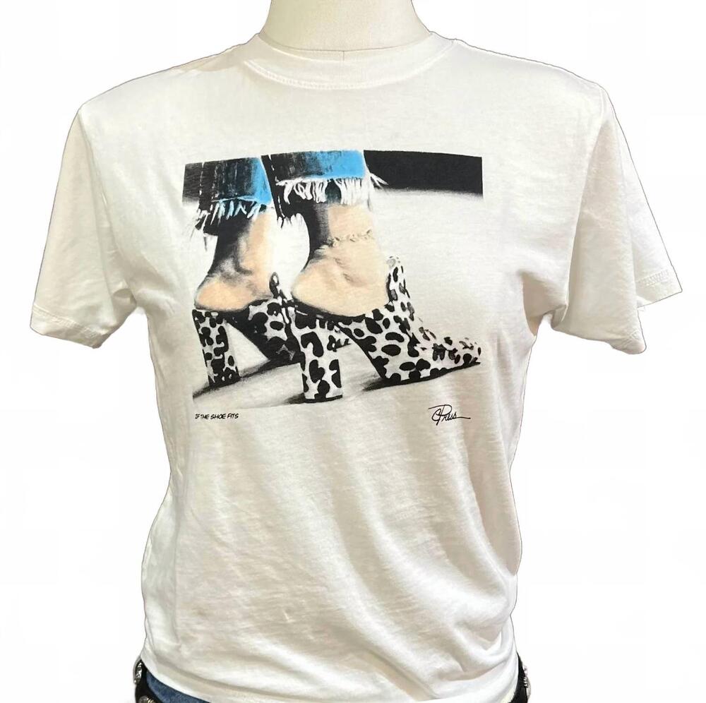 NEW CPRESS STUDIO women's if the shoe fits mushie tee in worn white